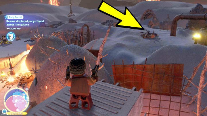 Porg znajduje się na dachu budynku - LEGO Skywalker Saga: Porgowy patrol (Porg Patrol) - solucja, opis przejścia - LEGO Skywalker Saga - poradnik do gry