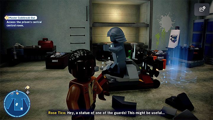 Odblokujecie celę, w której można popychać posąg strażnika z powyższego obrazka - LEGO Skywalker Saga: Mistrzowie włamania (Master Codebreak-Out) - solucja, opis przejścia - LEGO Skywalker Saga - poradnik do gry