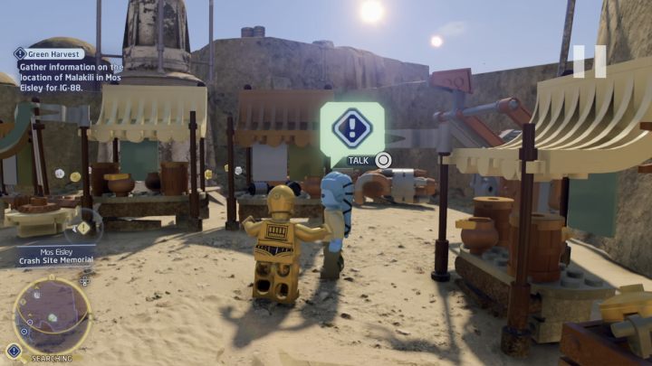 Sterując droidem protokolarnym porozmawiajcie z mieszkańcem miasta stojącym przy drzwiach w kantynie - LEGO Skywalker Saga: Zielone zbiory (Green Harvest) - solucja, opis przejścia - LEGO Skywalker Saga - poradnik do gry
