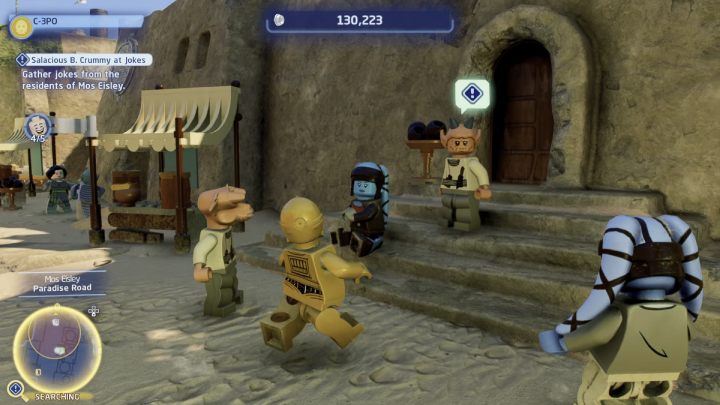 Ostatni wyznacznik doprowadzi Was do mężczyzny stojącego na schodach - LEGO Skywalker Saga: Kolekcjonowanie kawałów (Salacious B. Crummy at Jokes) - solucja, opis przejścia - LEGO Skywalker Saga - poradnik do gry