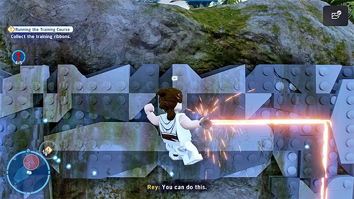 Podejdźcie do najbliższej ściany po to żeby wbić do niej miecz świetlny - LEGO Skywalker Saga: Teraz latają (They Fly Now) - solucja, opis przejścia - LEGO Skywalker Saga - poradnik do gry