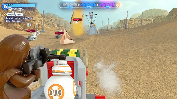 Poziom ten w całości dotyczy rozegrania sceny pościgu, w której bohaterowie będą uciekali na pokładzie jednego ze śmigaczy - LEGO Skywalker Saga: Teraz latają (They Fly Now) - solucja, opis przejścia - LEGO Skywalker Saga - poradnik do gry