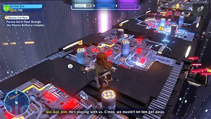 Po wygranym drugim pojedynku Darth Maul uszkodzi fragment posadzki i odsłoni obszary objęte elektrycznością - LEGO Skywalker Saga: Maul-y problem (Better Call Maul) - solucja, opis przejścia - LEGO Skywalker Saga - poradnik do gry