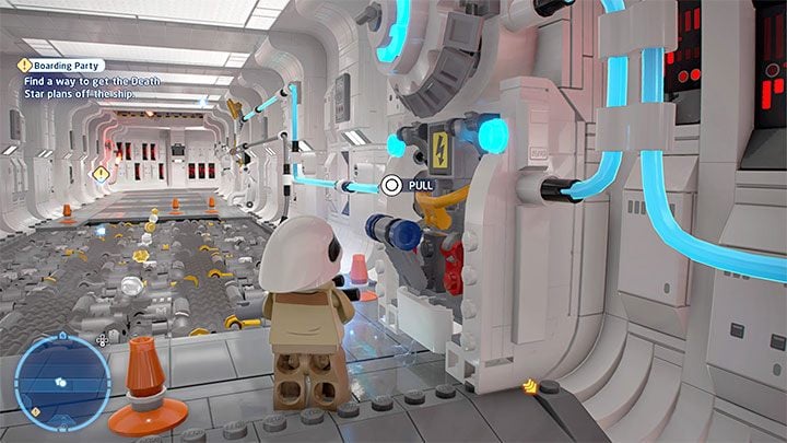 Wyruszcie dalej korytarzem, docierając do drugiej dziury w podłodze - LEGO Skywalker Saga: Ambasadorze, to abordaż (Boarding Party) - solucja, opis przejścia - LEGO Skywalker Saga - poradnik do gry