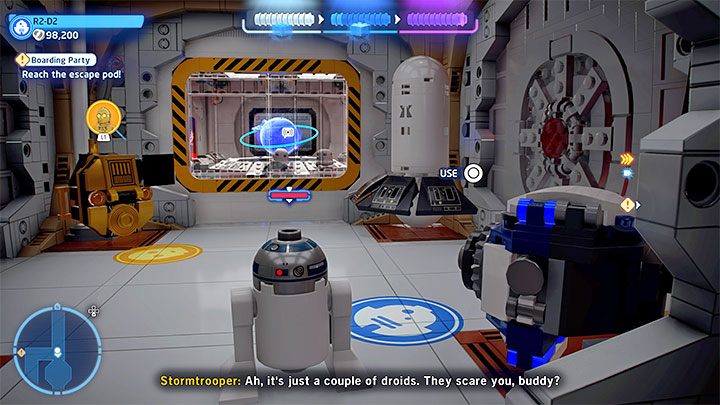 W drugiej części poziomu grywalnymi postaciami będą C-3PO i R2-D2, zaś Waszym zadaniem będzie dotarcie do kapsuły ratunkowej - LEGO Skywalker Saga: Ambasadorze, to abordaż (Boarding Party) - solucja, opis przejścia - LEGO Skywalker Saga - poradnik do gry