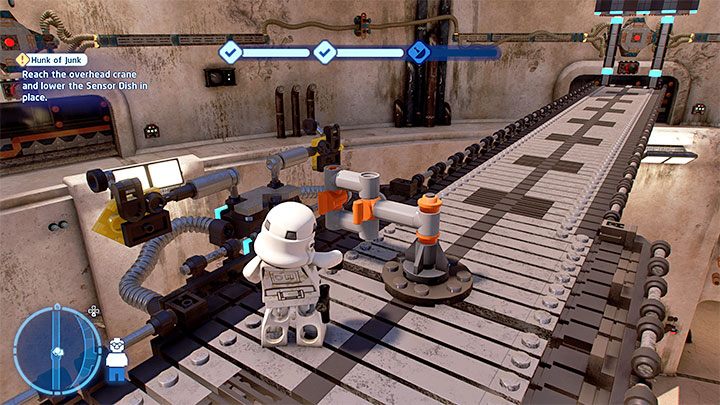 Musicie skierować się na centralne balkoniki, do których przyczepiony jest dźwig - LEGO Skywalker Saga: Sterta złomu (Hunk of Junk) - solucja, opis przejścia - LEGO Skywalker Saga - poradnik do gry