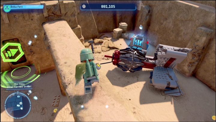 Klocek położony w południowo wschodniej części mapy zamknięty jest w skrzyni - LEGO Star Wars The Skywalker Saga: Mos Eisley - lista wszystkich łamigłówek - LEGO Skywalker Saga - poradnik do gry