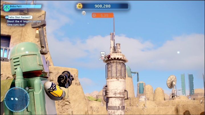 Ten klocek zamknięty został w skrzyni leżącej na budynku - LEGO Star Wars The Skywalker Saga: Mos Eisley - lista wszystkich łamigłówek - LEGO Skywalker Saga - poradnik do gry