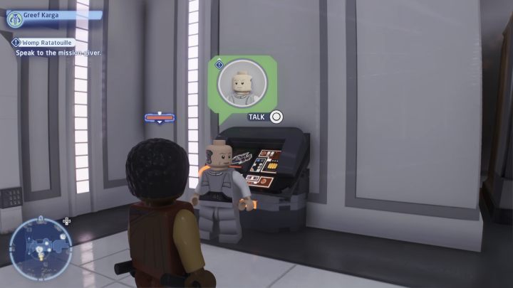 Sterując postacią Łowcy głów, porozmawiajcie ze zleceniodawcą i przyjmijcie zadanie - LEGO Skywalker Saga: Szczurotatouille (Wompa Ratatouille) - solucja, opis przejścia - LEGO Skywalker Saga - poradnik do gry