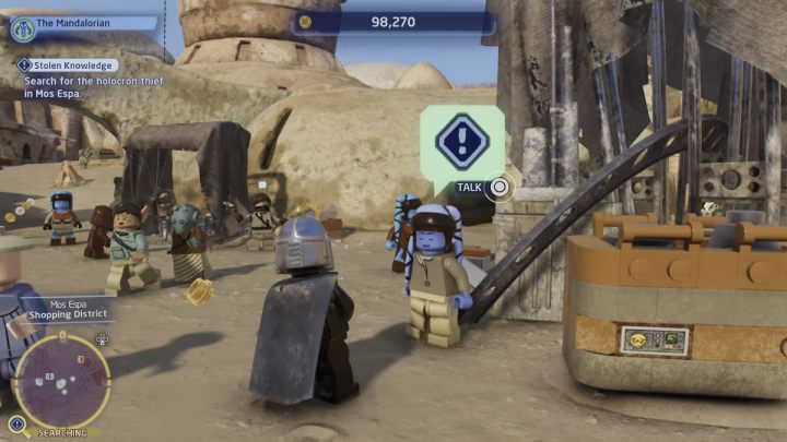 Polećcie do Mos Espa na Tatooine i porozmawiajcie z kobietą w dzielnicy handlowej - LEGO Skywalker Saga: Skradziona wiedza (Stolen Knowledge) - solucja, opis przejścia - LEGO Skywalker Saga - poradnik do gry