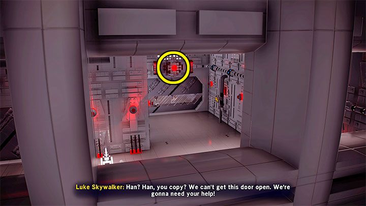 Druga metoda zakłada ustawienie się przy jednym z otworów, przez które widać zamknięte drzwi - LEGO Skywalker Saga: Też mi ratunek (This is Some Rescue) - solucja, opis przejścia - LEGO Skywalker Saga - poradnik do gry