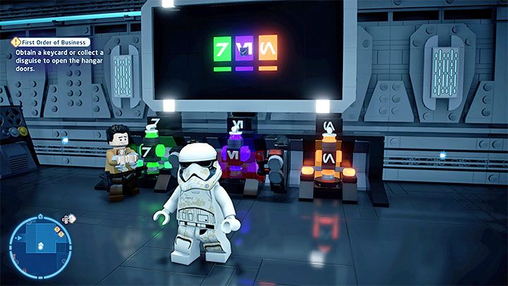 W górnym pomieszczeniu kontrolnym do zaliczenia jest zagadka z trzema pojemnikami - LEGO Skywalker Saga: Najwyższy początek (First Order of Business) - solucja, opis przejścia - LEGO Skywalker Saga - poradnik do gry