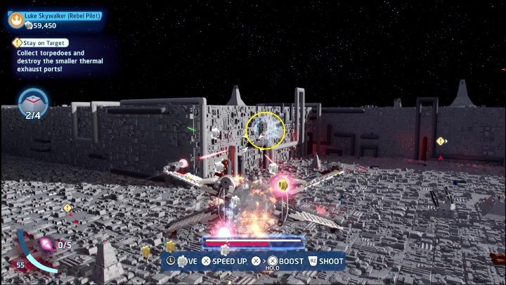 Ostatnie dwie części wymagają zniszczenia dwóch obiektów na ścianach - LEGO Skywalker Saga: Nowa nadzieja - lista znajdziek i nagrody - LEGO Skywalker Saga - poradnik do gry