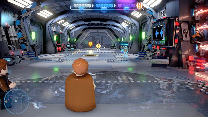 W kolejnym korytarzu spodziewajcie się napotkania droidów otoczonych polami ochronnymi - LEGO Skywalker Saga: Chwile z hrabią (Out for the Count) - solucja, opis przejścia - LEGO Skywalker Saga - poradnik do gry