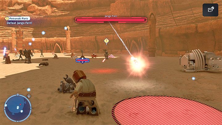 Silniejszym atakiem Jango Fetta jest wystrzeliwanie rakiet - LEGO Skywalker Saga: Jango Fett - boss, jak pokonać? - LEGO Skywalker Saga - poradnik do gry