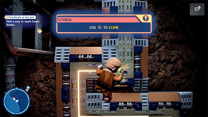 Pozbycie się rur pozwoli Wam na wbicie miecza świetlnego do ściany i w taki sposób będziecie mogli zaliczyć wspinaczkę do miejsca pobytu bossa - LEGO Skywalker Saga: Hrabia Dooku (Count Dooku), epizod 2 - boss, jak pokonać? - LEGO Skywalker Saga - poradnik do gry
