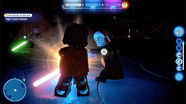 Gra kilka razy zmusi Was do szukania Dooku w ciemnościach - LEGO Skywalker Saga: Hrabia Dooku (Count Dooku), epizod 2 - boss, jak pokonać? - LEGO Skywalker Saga - poradnik do gry