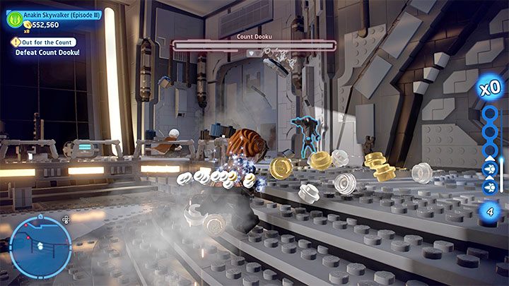 Po tym jak Dooku straci dany pasek zdrowia stanie się chwilowo nietykalny, tak więc nie próbujcie go dalej atakować - LEGO Skywalker Saga: Hrabia Dooku (Count Dooku), epizod 3 - boss, jak pokonać? - LEGO Skywalker Saga - poradnik do gry