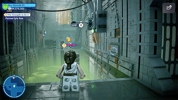 BB-8 musi pomóc Rey w przedostaniu się na drugą stronę przepaści - LEGO Skywalker Saga: Kylo Ren, epizod 9 - boss, jak pokonać? - LEGO Skywalker Saga - poradnik do gry
