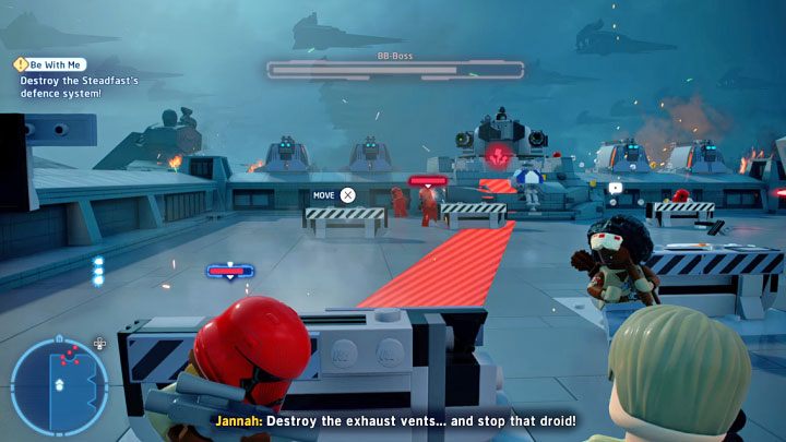 Wielkie działko BB-Bossa prowadzi ciągły ostrzał i starajcie się cały czas pozostawać za zasłoną - LEGO Skywalker Saga: BB-Boss - boss, jak pokonać? - LEGO Skywalker Saga - poradnik do gry