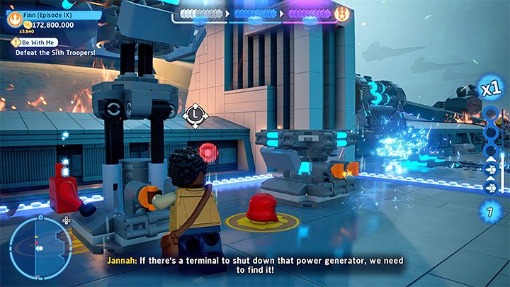 Wskoczcie na orbaki i tak samo jak wcześniej unikajcie ostrzału wrogich myśliwców przemieszczając się na boki - LEGO Skywalker Saga: Bądźcie ze mną (Be With Me) - solucja, opis przejścia - LEGO Skywalker Saga - poradnik do gry