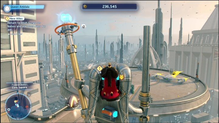 Aby dostać się do tego klocka musicie po prostu wspiąć się na statuę - LEGO Skywalker Saga: Dzielnica federalna - lista wszystkich łamigłówek - LEGO Skywalker Saga - poradnik do gry