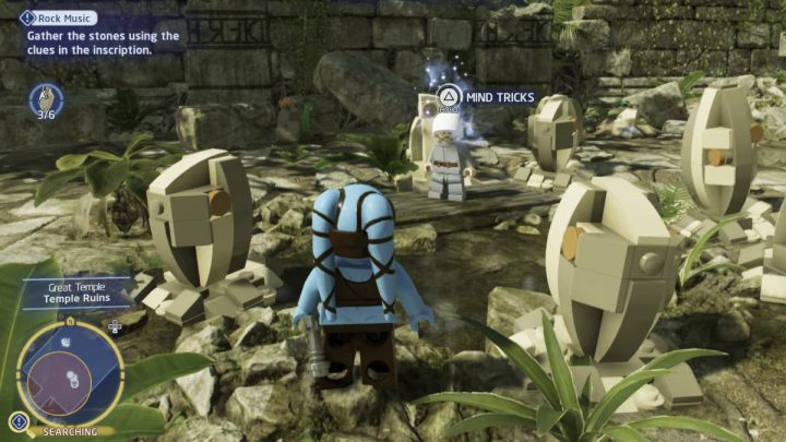Sterując dowolną postacią Jedi, użyjcie Mocy na stojącym w kręgu rebeliancie, zmuście go do tańca i podnieście kamień - LEGO Skywalker Saga: Skaldowie (Rock Music) - solucja, opis przejścia - LEGO Skywalker Saga - poradnik do gry