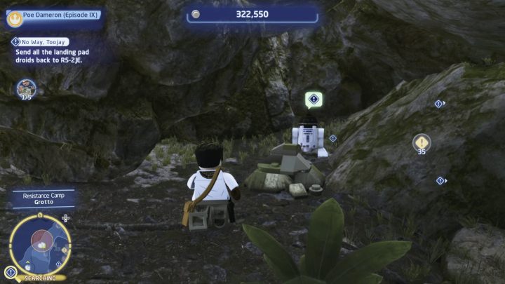 Drugiego droida chowa się w małej jaskini, do której dostaniecie się po kamiennych schodach przy skraju mapy - LEGO Skywalker Saga: Nic z tego kolego (No Way Toojay) - solucja, opis przejścia - LEGO Skywalker Saga - poradnik do gry
