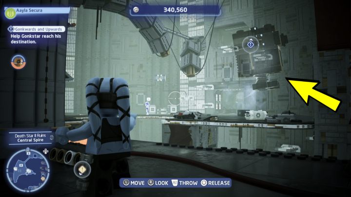 Zmieńcie postać na Jedi i użyjcie Mocy, aby przerzucić zleceniodawcę na drugą stronę pomieszczenia - LEGO Skywalker Saga: Gonki w górę (Gonkwards and Upwards) - solucja, opis przejścia - LEGO Skywalker Saga - poradnik do gry