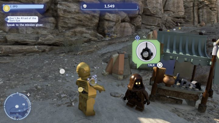 Sterując droidem protokolarnym, porozmawiajcie ze zleceniodawcą i przyjmijcie zadanie - LEGO Skywalker Saga: Co czai się w mroku? (Dont Be Afraid of the Darkeye) - solucja, opis przejścia - LEGO Skywalker Saga - poradnik do gry