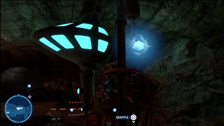 Kolejny klocek kryje się przy samym szczycie jaskini, ale wokół jest wiele drążków, do których można się przyciągnąć - LEGO Skywalker Saga: Miasto Pau - lista wszystkich łamigłówek - LEGO Skywalker Saga - poradnik do gry