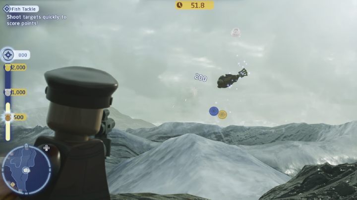 Próba polega na uzyskaniu jak największej ilości punktów poprzez strzelanie do wyskakujących z wody ryb - LEGO Skywalker Saga: Kef Bir - próby, solucja, opis przejścia - LEGO Skywalker Saga - poradnik do gry