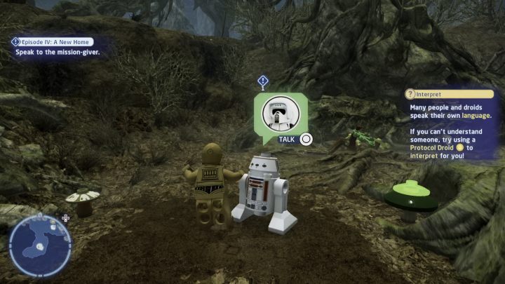 Sterując droidem protokolarnym porozmawiajcie ze zleceniodawcą - LEGO Skywalker Saga: Część IV Nowa kwatera (Episode IV A New Home) - solucja, opis przejścia - LEGO Skywalker Saga - poradnik do gry