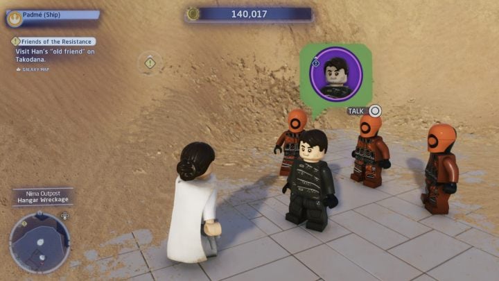 Porozmawiajcie ze zleceniodawcą w pobliżu wraku i przyjmijcie zlecenie - LEGO Skywalker Saga: Działania na Jakku (The Jakku Job) - solucja, opis przejścia - LEGO Skywalker Saga - poradnik do gry