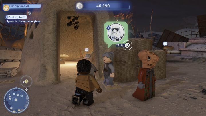 Porozmawiajcie ze zleceniodawcą w wiosce Tunaul i przyjmijcie zadanie - LEGO Skywalker Saga: Znaleźć ziarno (Seeking Seeds) - solucja, opis przejścia - LEGO Skywalker Saga - poradnik do gry