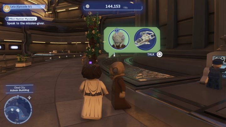 Przyjmijcie zadanie od zleceniodawcy z Mieście w Chmurach - LEGO Skywalker Saga: Mglista przeszłość Łowcy z Mgieł (Mist Hunter Mystery) - solucja, opis przejścia - LEGO Skywalker Saga - poradnik do gry