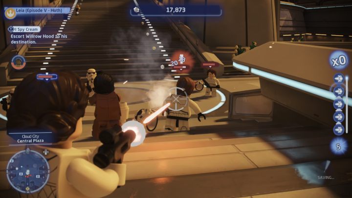 Podążajcie za mężczyzną i pokonujcie wszystkich przeciwników jakich napotkacie na swojej drodze - LEGO Skywalker Saga: Lodowa misja eskortowa (I Spy Cream) - solucja, opis przejścia - LEGO Skywalker Saga - poradnik do gry