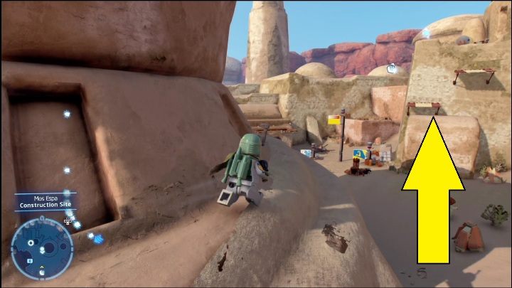 Klocek położony w południowej części regionu chowa się na dachu budynku - LEGO Skywalker Saga: Mos Espa - lista wszystkich łamigłówek - LEGO Skywalker Saga - poradnik do gry