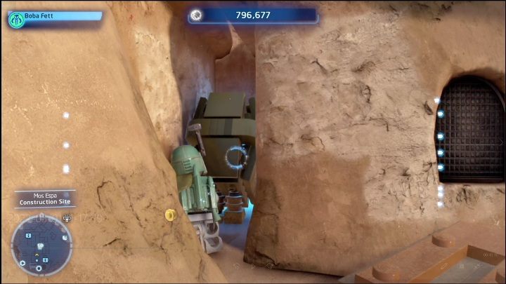 Klocek znajduje się w szczelnie pomiędzy budynkami - LEGO Skywalker Saga: Mos Espa - lista wszystkich łamigłówek - LEGO Skywalker Saga - poradnik do gry