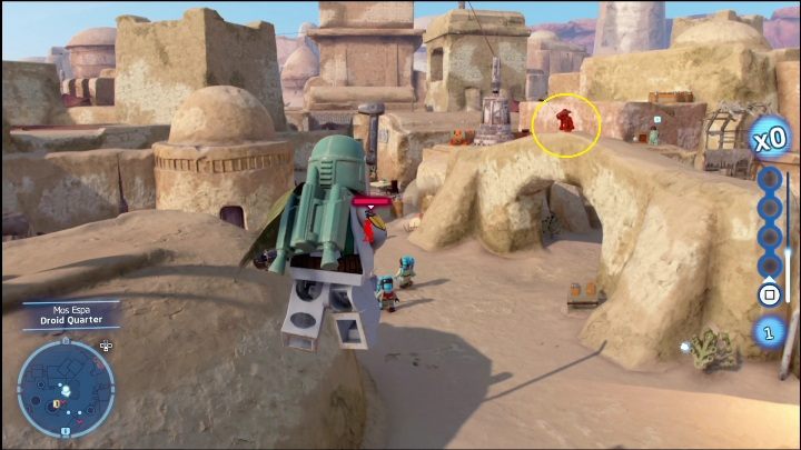 Zdobycie ostatniego klocka polega na zniszczeniu 5 droidów przechadzających się w główniej części regionu - LEGO Skywalker Saga: Mos Espa - lista wszystkich łamigłówek - LEGO Skywalker Saga - poradnik do gry
