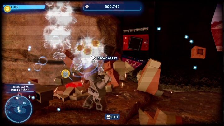 Klocek schowany jest w jaskini, do której możecie dostać się jedynie dzięki droidowi protokolarnemu - LEGO Skywalker Saga: Pustynia Jundlandii- lista wszystkich łamigłówek - LEGO Skywalker Saga - poradnik do gry