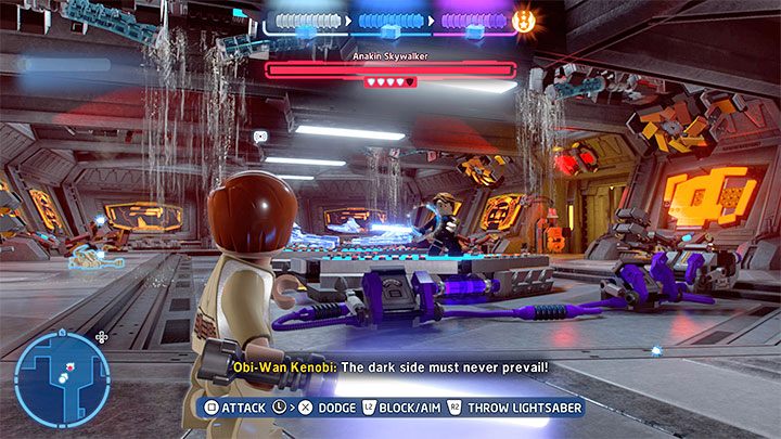 Obie opisane powyżej ścieżki zbiegają się w tym samym miejscu - dotrzecie do pomieszczenia, w którym do rozegrania jest drugi pojedynek z Anakinem - LEGO Skywalker Saga: Przewaga wysokości (The High Ground) - solucja, opis przejścia - LEGO Skywalker Saga - poradnik do gry