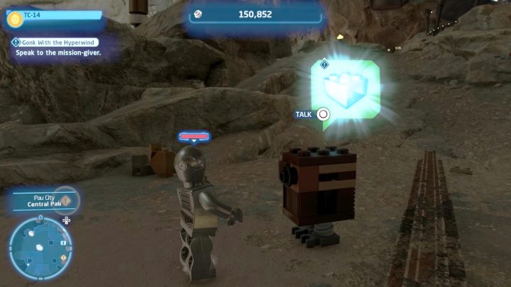 Sterując droidem protokolarnym porozmawiajcie z Gonkyem w miescie Pau na planecie Utapau i zaakceptujcie zadanie - LEGO Skywalker Saga: Przeminęło z gonkiem (Gonk With the Hyperwind) - solucja, opis przejścia - LEGO Skywalker Saga - poradnik do gry