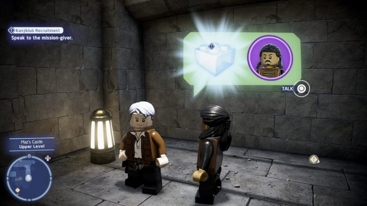Sterując postacią Hana Solo z epizodu 7, porozmawiajcie ze zleceniodawcą na wyższym piętrze Zamku Maz i przyjmijcie zlecenie - LEGO Skywalker Saga: Rekrutacja Kanjiklubu (Kanjiklub Recruitment) - solucja, opis przejścia - LEGO Skywalker Saga - poradnik do gry