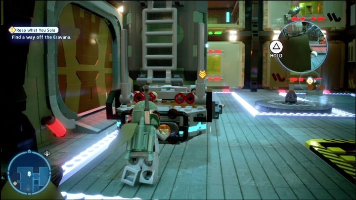 Aby dostać się do kolejnej znajdźki musicie przestawić wajchę tak, żeby otworzyć górne drzwi po lewej stronie - LEGO Skywalker Saga: Przebudzenie mocy - lista znajdziek i nagrody - LEGO Skywalker Saga - poradnik do gry