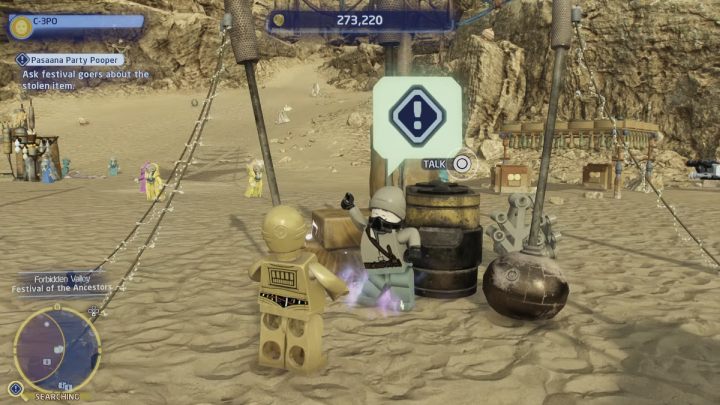 Sterując droidem protokolarnym, porozmawiajcie ze zleceniodawcą i przyjmijcie zadanie - LEGO Skywalker Saga: Pasaańska popsuj zabawa (Pasaana Party Pooper) - solucja, opis przejścia - LEGO Skywalker Saga - poradnik do gry