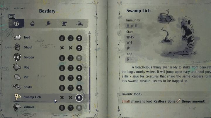 Swamp Lich to nietypowy stwór, który występuje w wodach Wasteland - The Serpent Rogue: Bestiariusz (Bestiary) - wszystkie strony - The Serpent Rogue - poradnik do gry