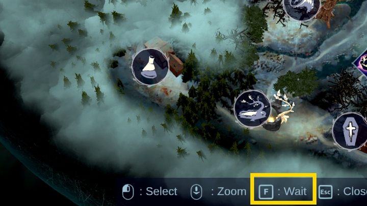 Otwierając mapę możecie skorzystać z opcji czekania (Wait), także w formie Restless - jako szkielet - The Serpent Rogue: Porady na start - The Serpent Rogue - poradnik do gry