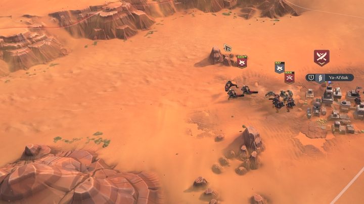 Widoczny ruchomy piasek oznacza, że wkroczenie na ten obszar natychmiast przywoła Czerwia. - Dune Spice Wars: Czerw - Dune Spice Wars - poradnik do gry