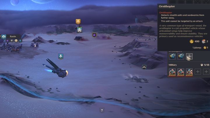 Podstawowy model Ornitoptera kosztuje 400 Solari i 2 Ogniwa paliwowe - Dune Spice Wars: Interesujące miejsca - opis i lista - Dune Spice Wars - poradnik do gry